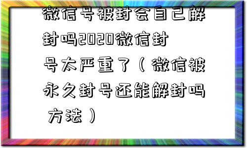 微信号被封会自己解封吗2020微信封号太严重了（微信被永久封号还能解封吗 方法）